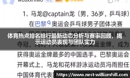 体育热点排名排行最新动态分析与赛事回顾，揭示运动员表现与团队实力